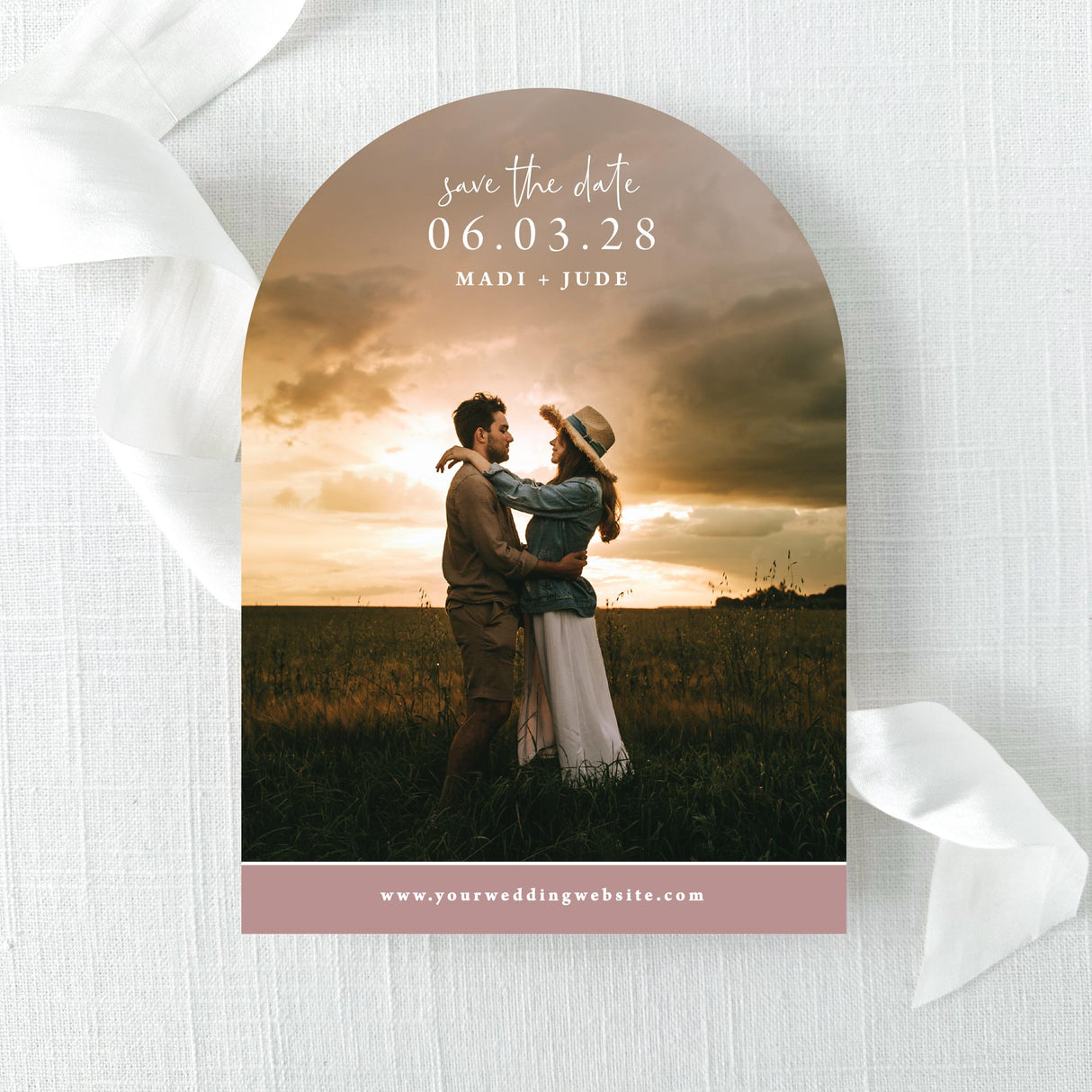 Dusty Rose Arch Photo Save the Date