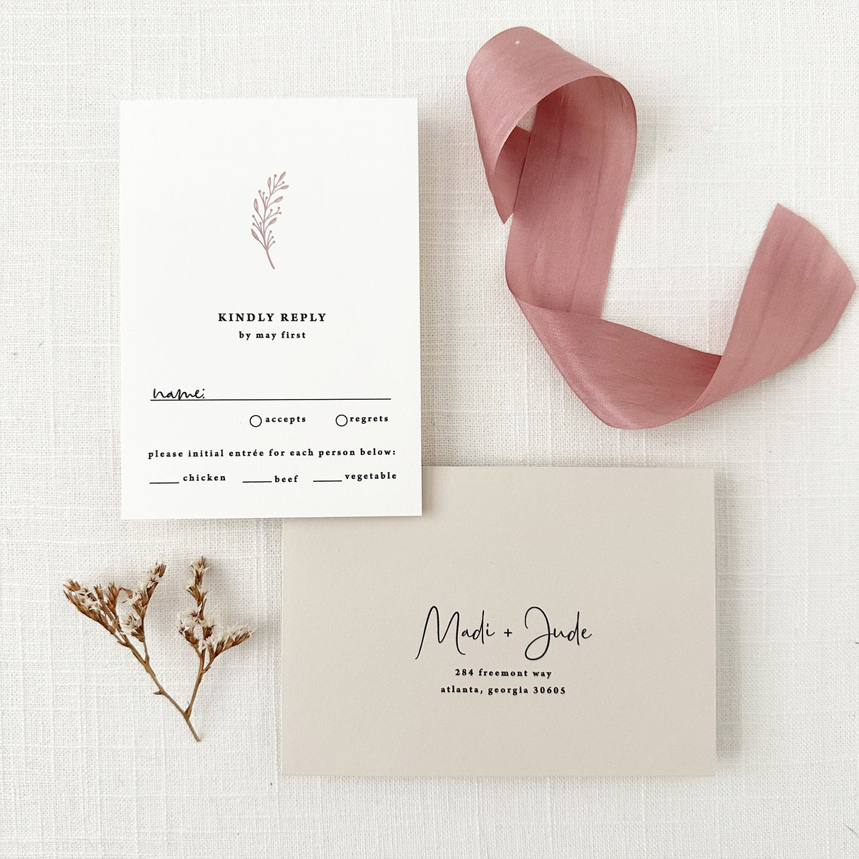 Dusty Rose Arch Wedding Invitation Set
