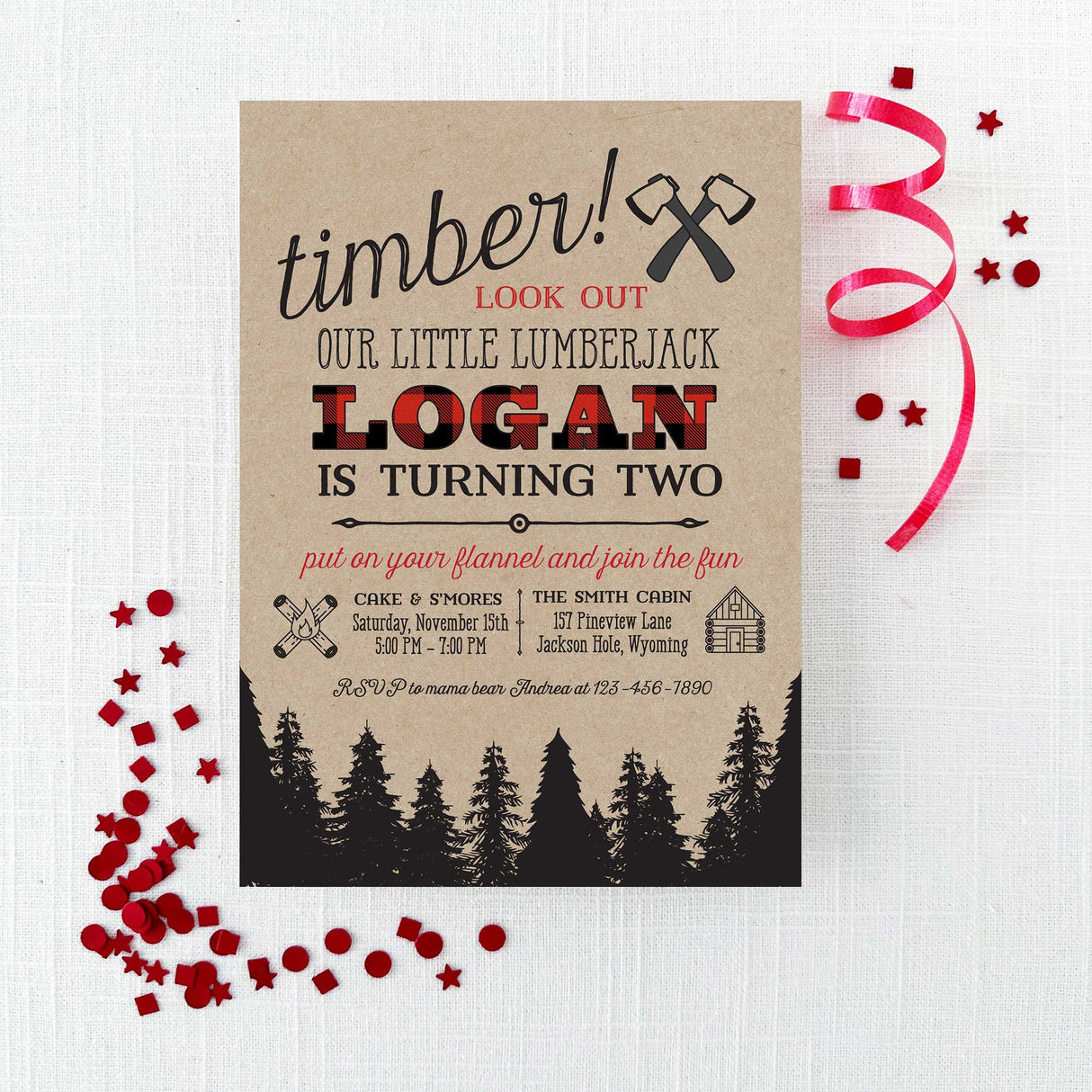 Lumberjack Birthday Invitation