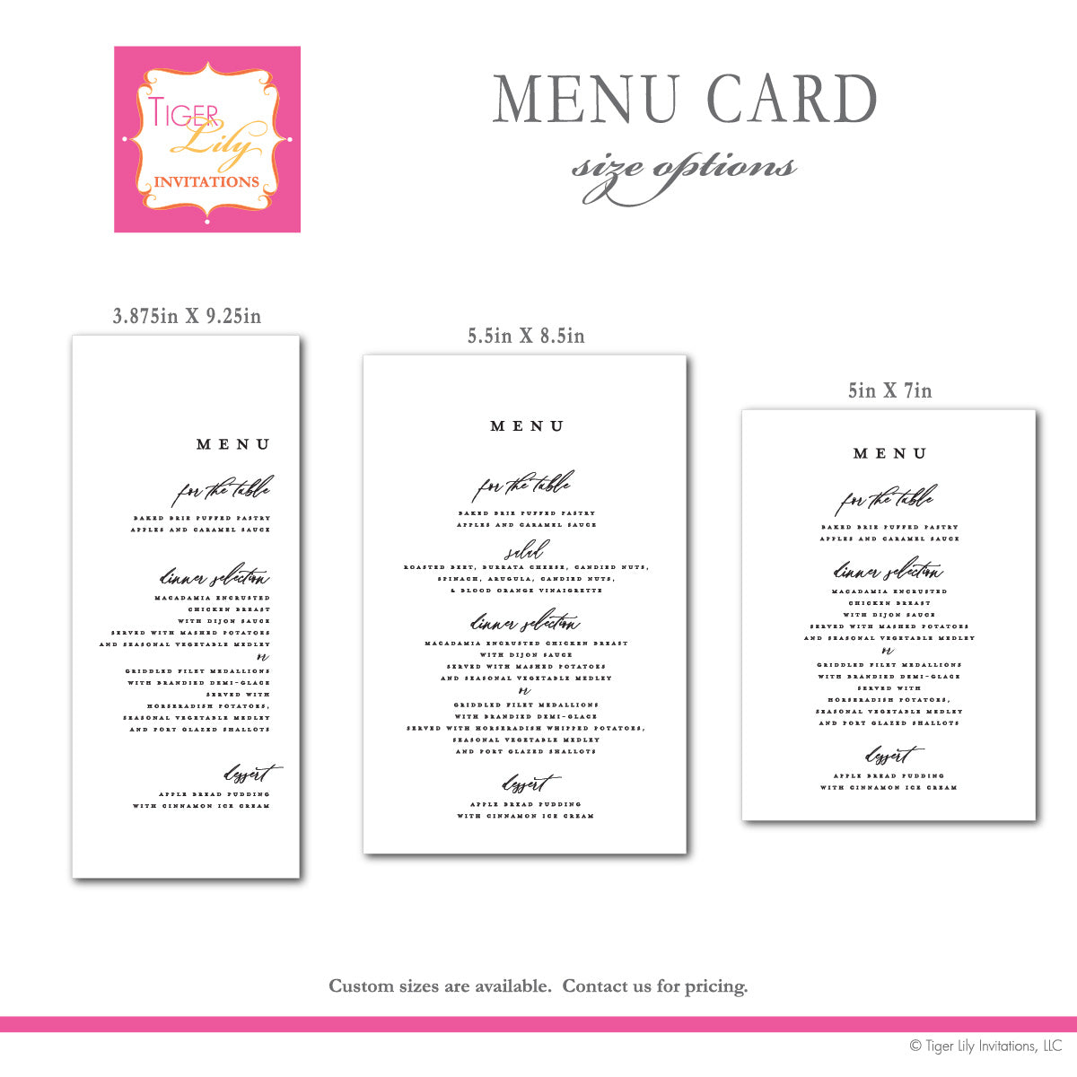 Modern Minimal Wedding Menu Cards