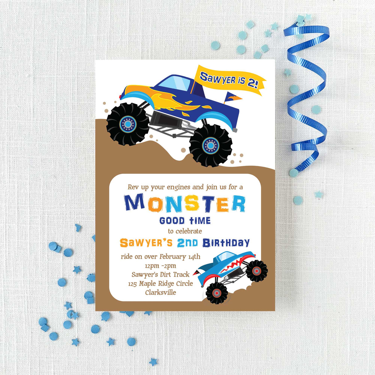 Monster Truck Birthday Invitation