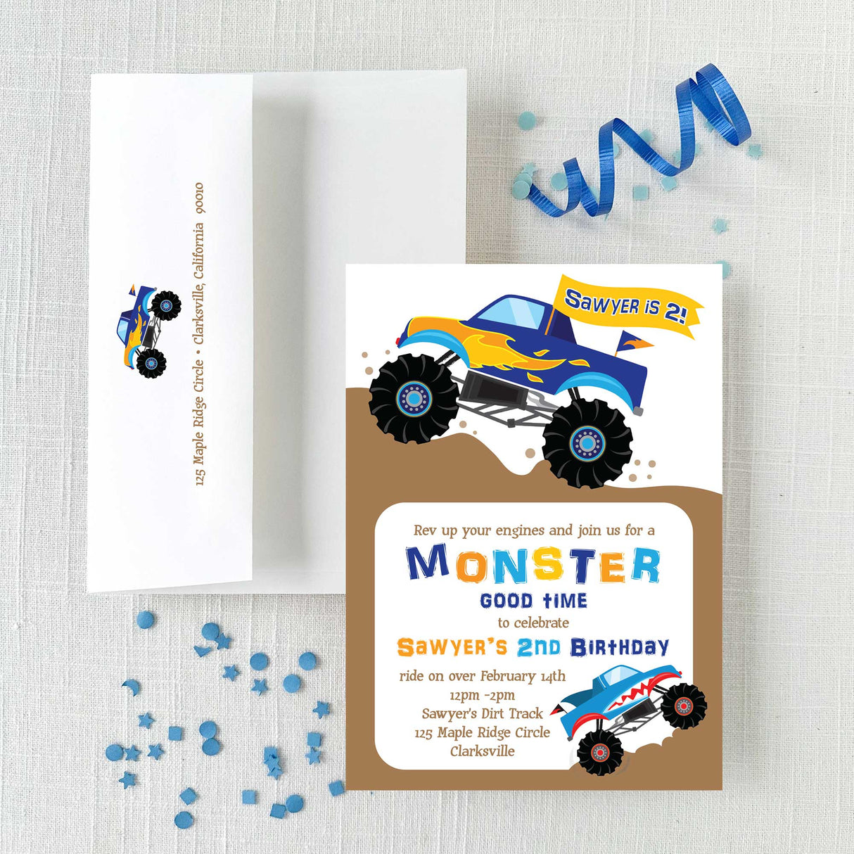 Monster Truck Birthday Invitation