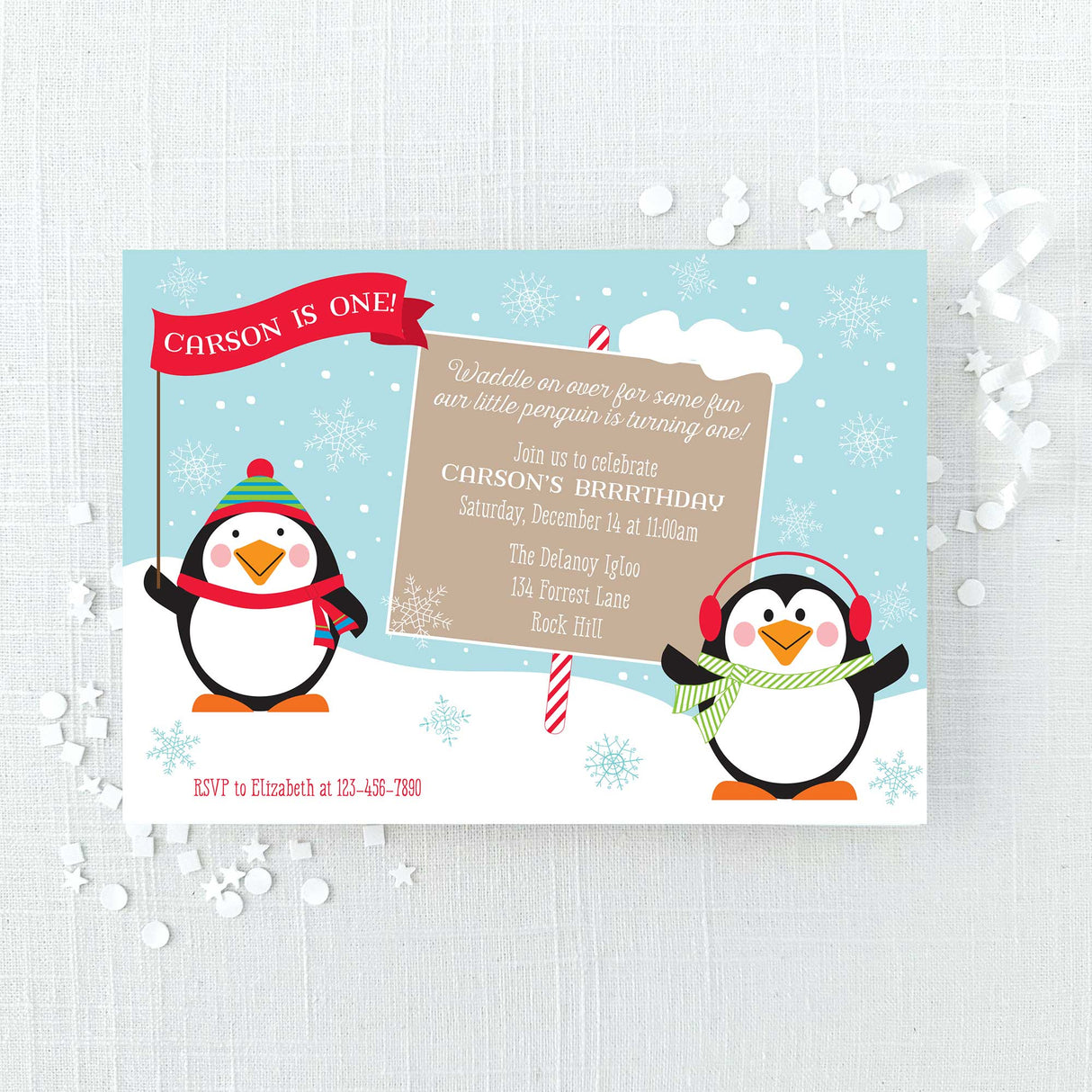 Penguin Birthday Invitation