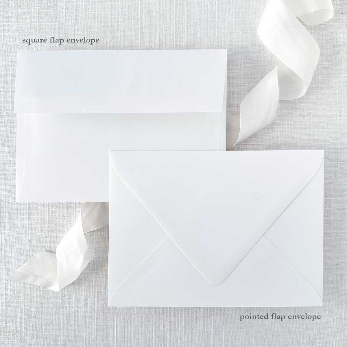 envelope options showing square flap and pointed flap envelopes