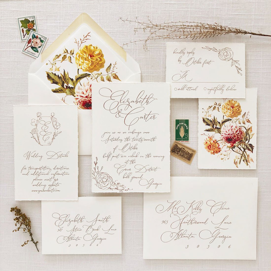 Modern Calligraphy Wedding Invitation - Sample Set