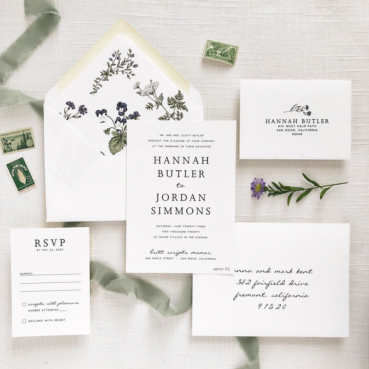 Hannah Violet Wedding Invitation Set