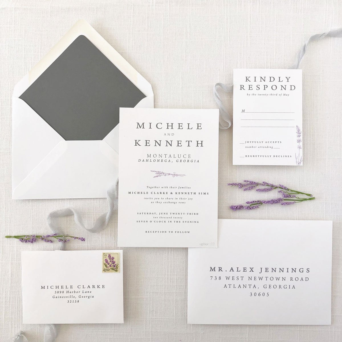 Lavender Wedding Invitation - Sample Set
