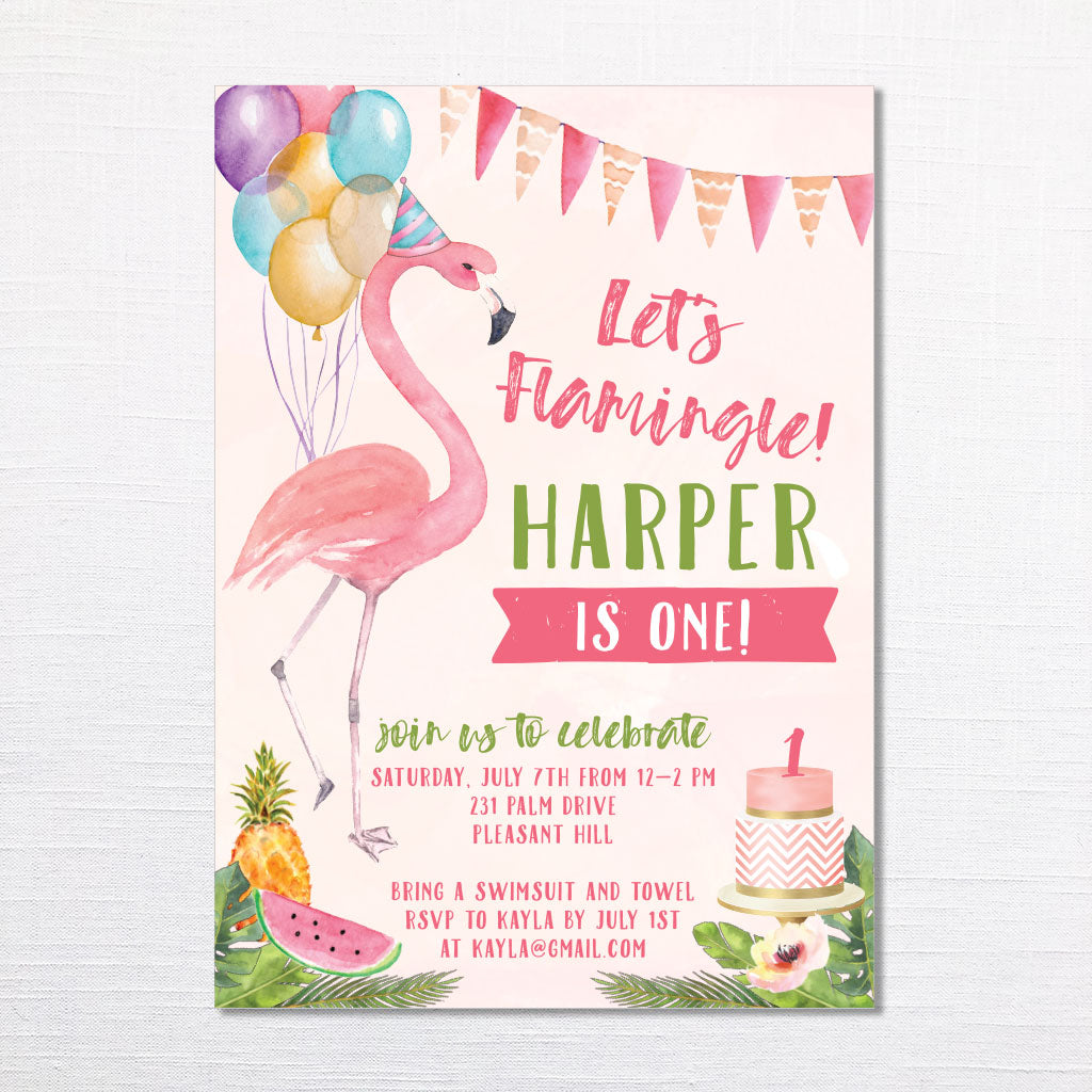 Flamingo Birthday Invitation