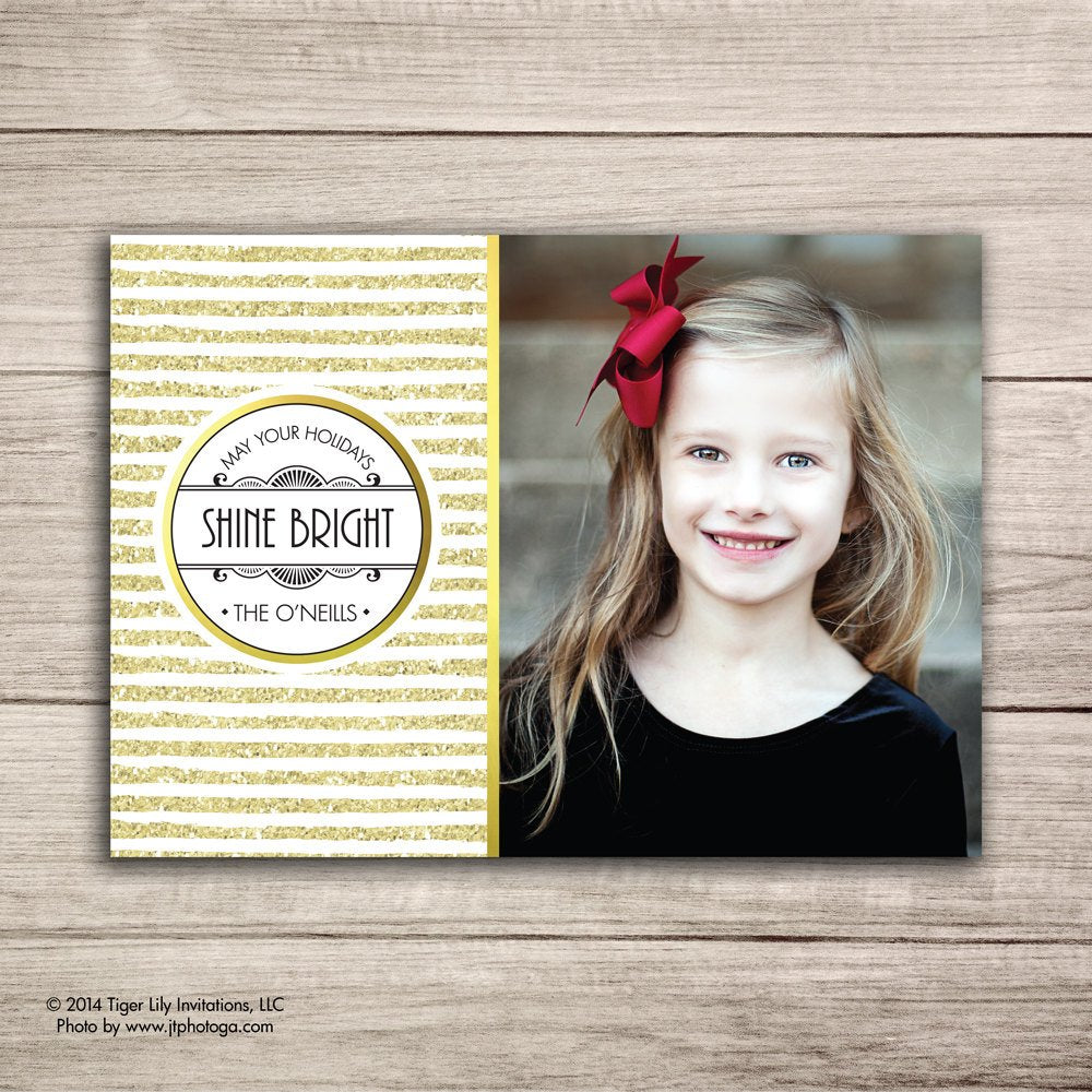 Gold Glitter Christmas Holiday Cards