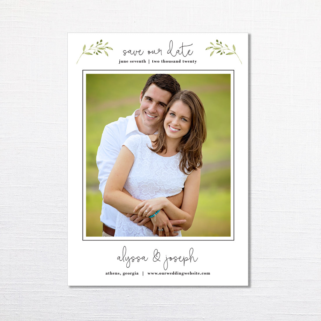 Minimal Greenery Photo Save the Date