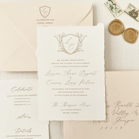 Gold Crest Wedding Invitation - Sample Set