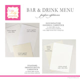 paper options showing white, ultra white, and soft white eggshell cardstock and natural white and ultra white smooth cardstock