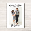 modern black and white Christmas holiday card with modern script font and personalized photo