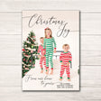 modern Christmas holiday card featuring personalized photo and christmas joy text in a script font printed on ultra white cardstock