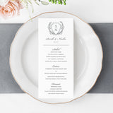 Classic Crest Wedding Menu Cards