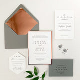 Copper and Grey Wedding Invitation - Sample Set