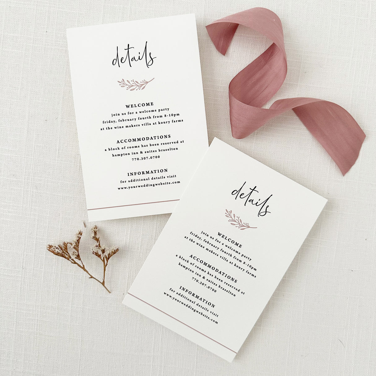 Dusty Rose Arch Wedding Invitation - Sample Set