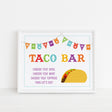 colorful taco bar sign with banner printed on white cardstock