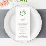 Greenery Crest Wedding Menu Cards