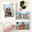 custom holiday photo card with greenery with red berry frames 