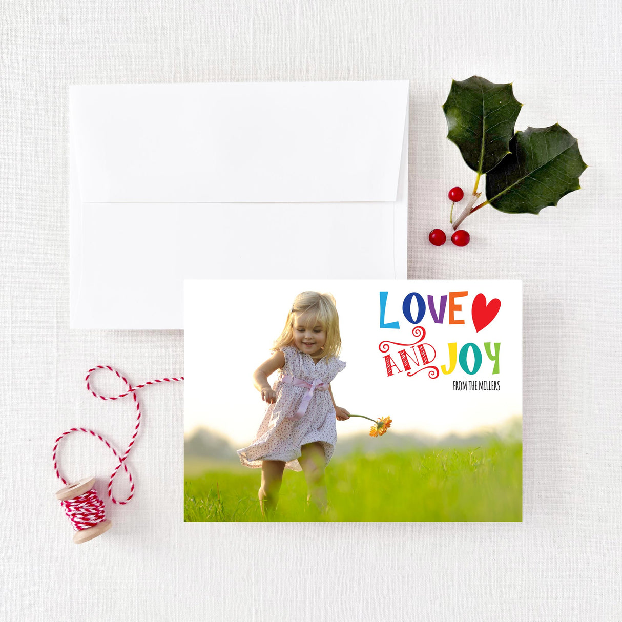 Love and Joy Christmas Holiday Cards