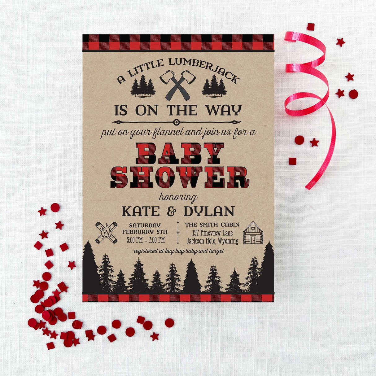 Lumberjack Baby Shower Invitation