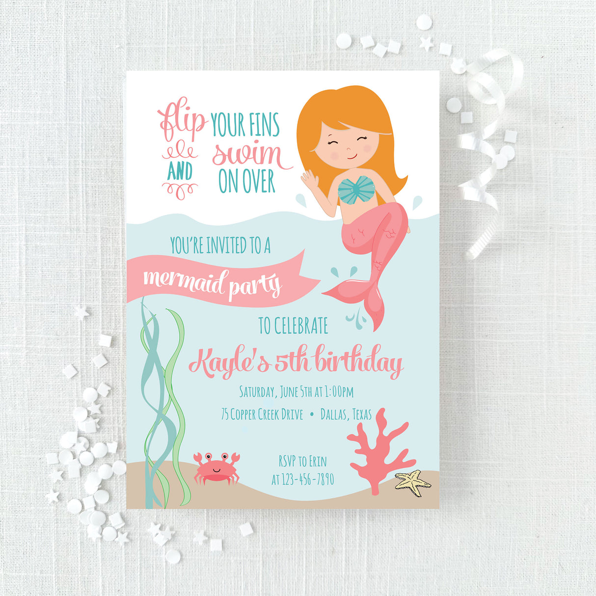 Mermaid Birthday Invitation