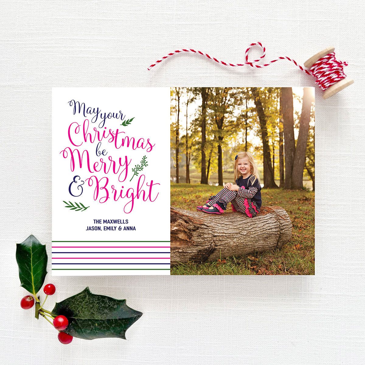 Merry and Bright Christmas Holiday Cards