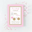 pink birthday invitation for a 'Milk and Cookies' themed party