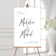 wedding welcome sign with modern minimal design printed on white foamboard