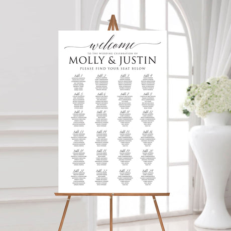 24 x 36 modern classic wedding seating chart 