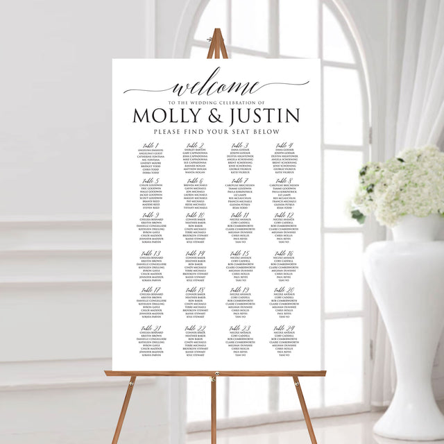24 x 36 modern classic wedding seating chart 