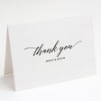 modern black and white wedding thank you notes featuring couple's names