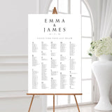 black and white modern wedding seating chart 