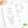 modern black and white wedding ceremony program in 