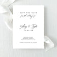 save the date card with elegant script and modern block fonts