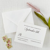 modern classic rsvp card with white envelope