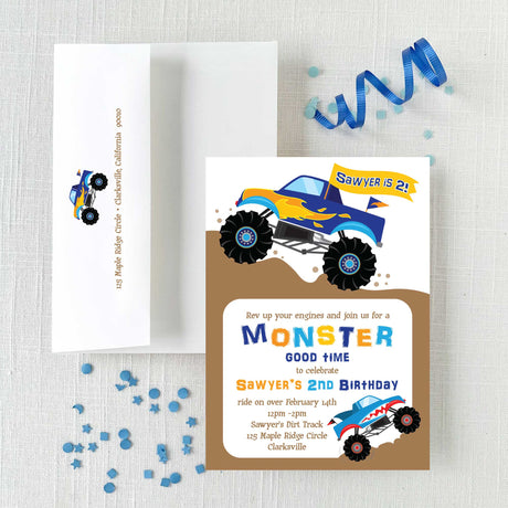 Monster Truck Birthday Invitation
