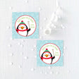 penguin theme stickers with a blue background with snowflakes