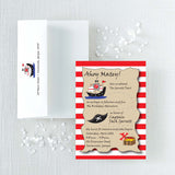 pirate themed birthday invitation with envelope featuring return address