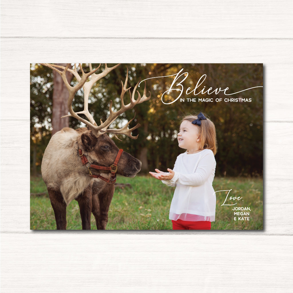 Reindeer Believe Christmas Holiday Cards