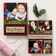 Christmas photo cards with a rustic red and black buffalo plaid design