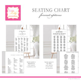 Seating chart format options for wedding welcome signs