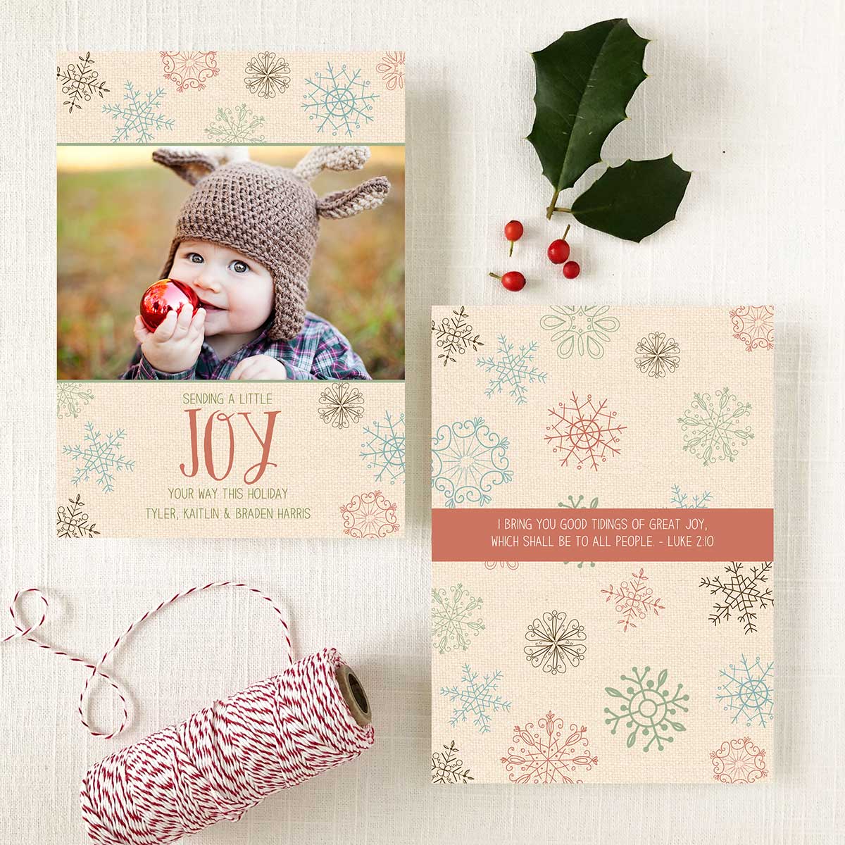 Vintage Snowflake Christmas Holiday Cards