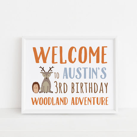 Woodland Animal Birthday Party Welcome Sign