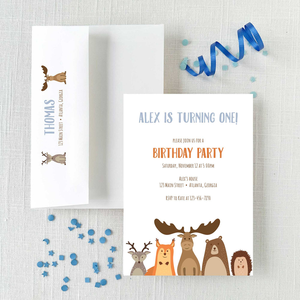 Woodland Animal Birthday Invitation