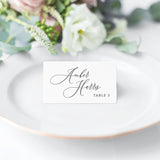 escort card with elegant calligraphy script 