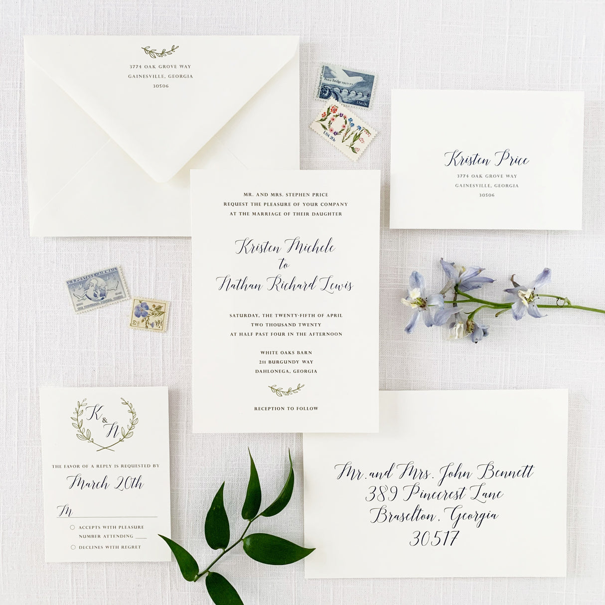 Classic Laurel Wedding Invitation - Sample Set