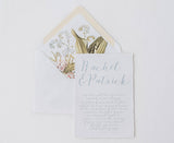 Dusty Blue Script Wedding Invitation Set