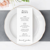 Hannah Wedding Menu Cards